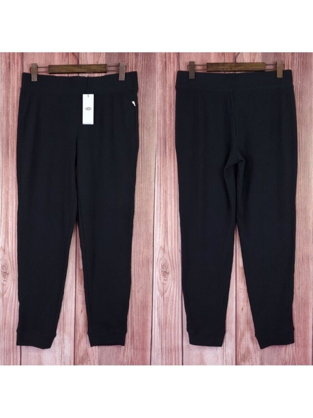 NWT UGG Kylo Joggers Womens Large Soft Brushed Rib Knit Pants Cozy Black 1121714